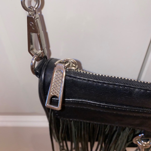 Rebecca minkoff crossbody fringe black bag with silver trim - Picture 8 of 13